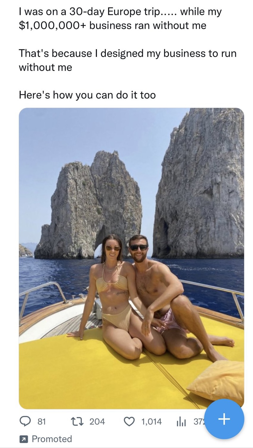 Example of a marketer selling passive income to get rich - highlighting the difference between passive income and active income
