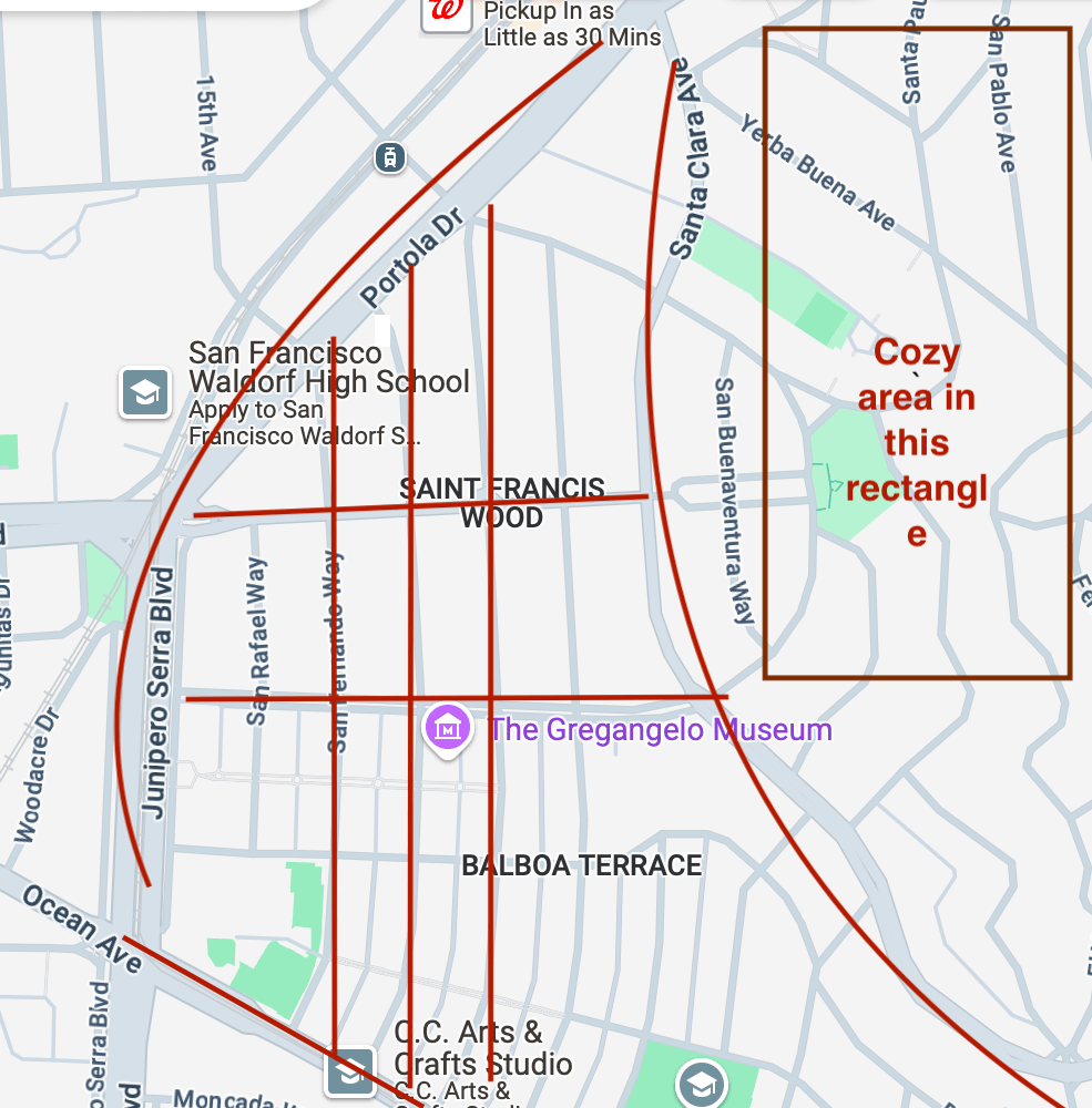 St. Francis Wood Map - Busy streets